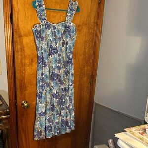 As U Wish Blue and White Floral Midi Dress
